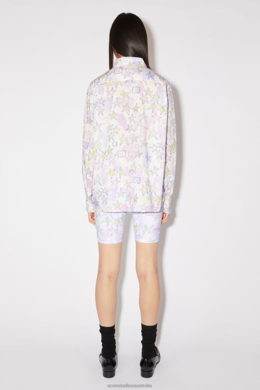 Printed button-up shirt Unisex Pale Pink/Multi Acne Studios R66LJ179 Apparel