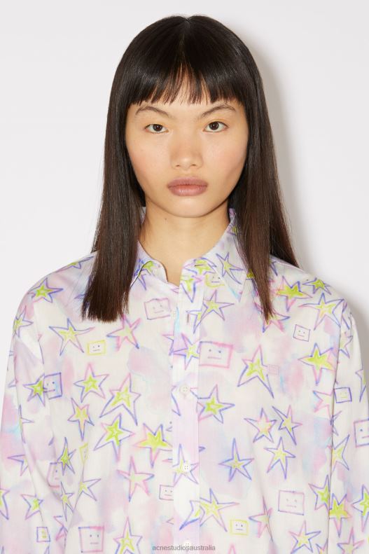 Printed button-up shirt Unisex Pale Pink/Multi Acne Studios R66LJ179 Apparel