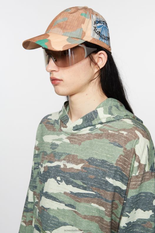 Printed cap Orange/Green Acne Studios R66LJ772 Accessories