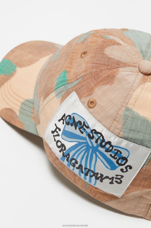 Printed cap Orange/Green Acne Studios R66LJ772 Accessories