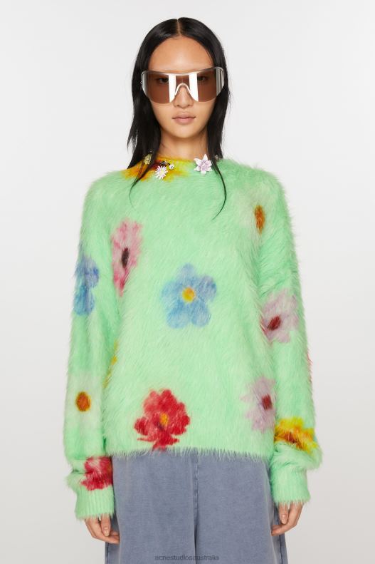 Printed fluffy jumper Light Green Acne Studios R66LJ66 Apparel