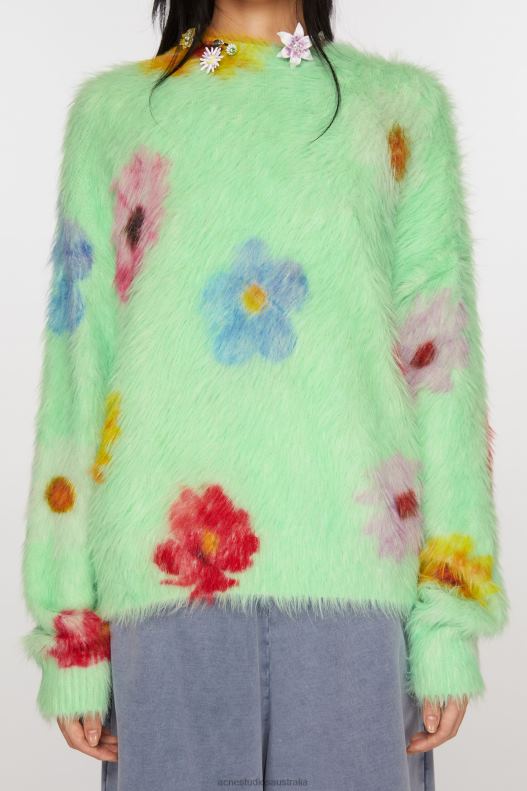 Printed fluffy jumper Light Green Acne Studios R66LJ66 Apparel