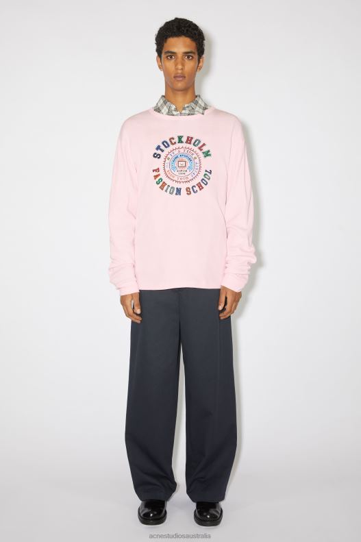 Printed long sleeve t-shirt - Regular fit Unisex Light Pink Acne Studios R66LJ1136 Apparel