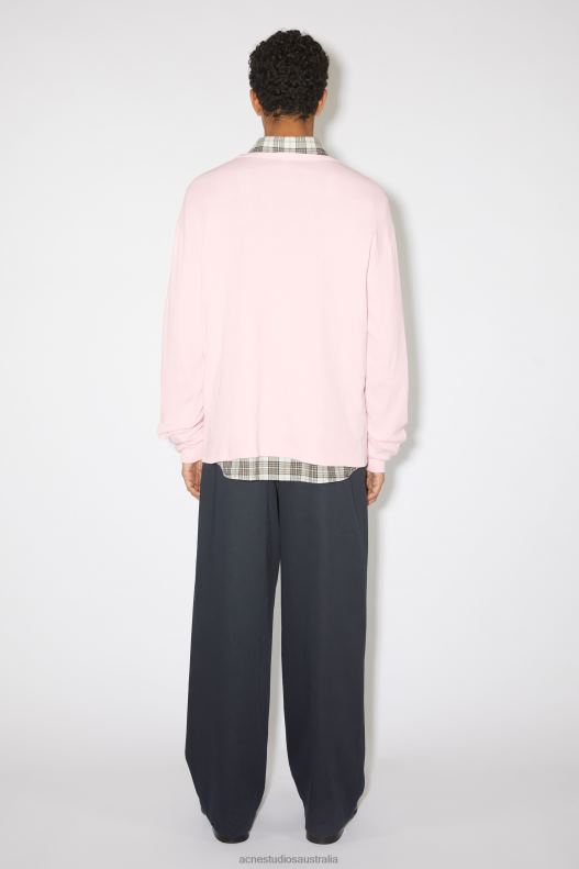 Printed long sleeve t-shirt - Regular fit Unisex Light Pink Acne Studios R66LJ1136 Apparel