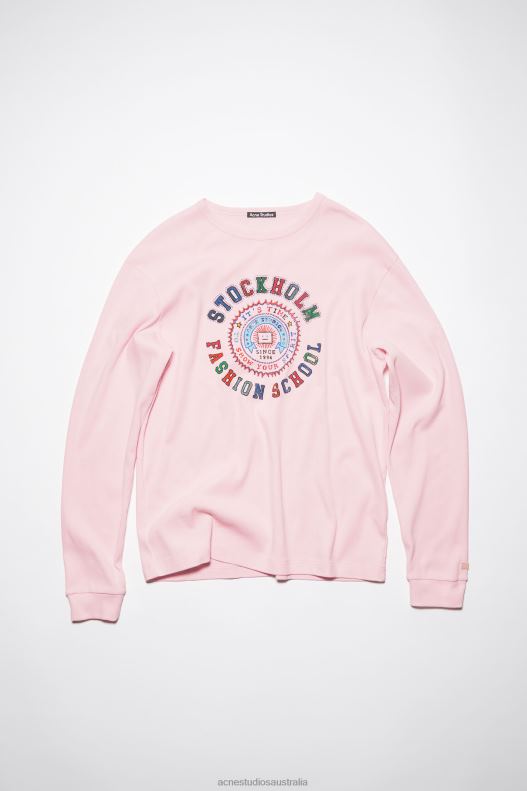 Printed long sleeve t-shirt - Regular fit Unisex Light Pink Acne Studios R66LJ1136 Apparel