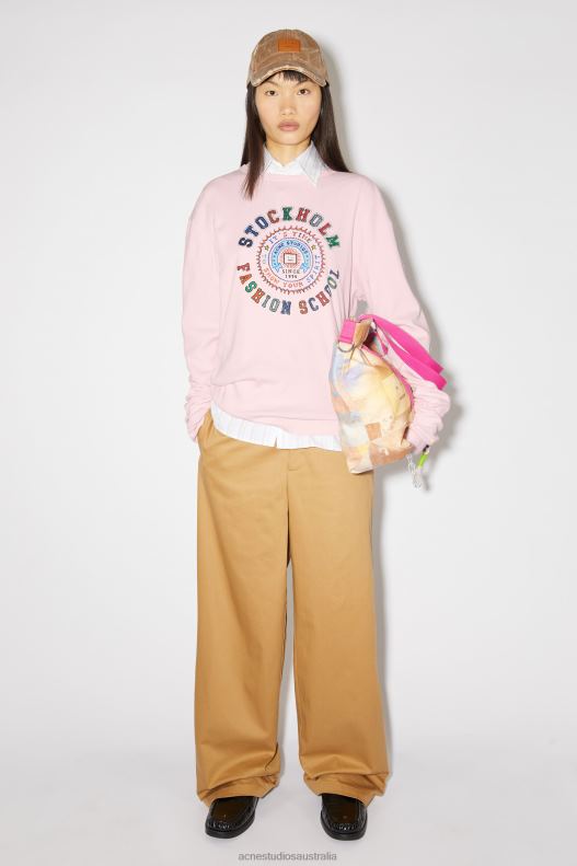 Printed long sleeve t-shirt - Regular fit Unisex Light Pink Acne Studios R66LJ390 Apparel