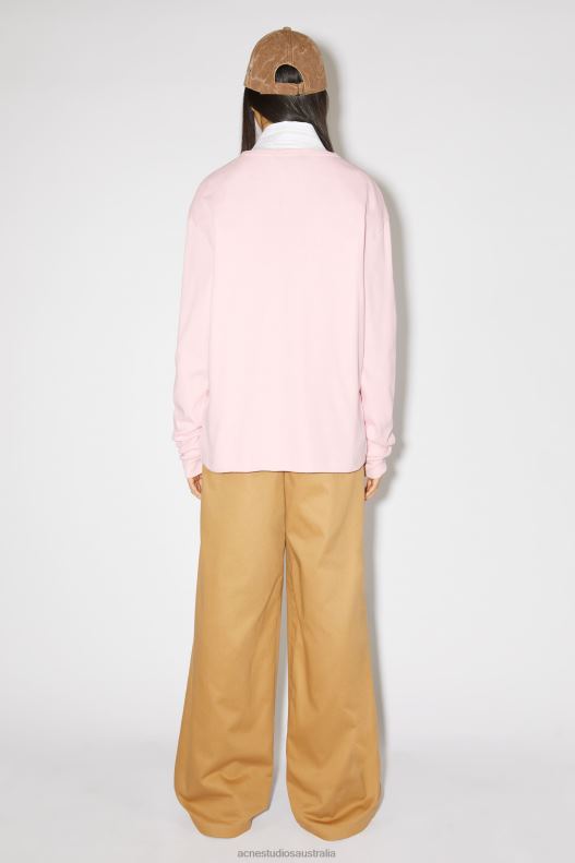 Printed long sleeve t-shirt - Regular fit Unisex Light Pink Acne Studios R66LJ390 Apparel