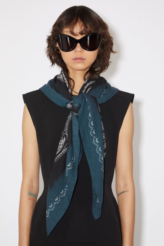 Printed scarf Denim Blue/Black Acne Studios R66LJ562 Accessories