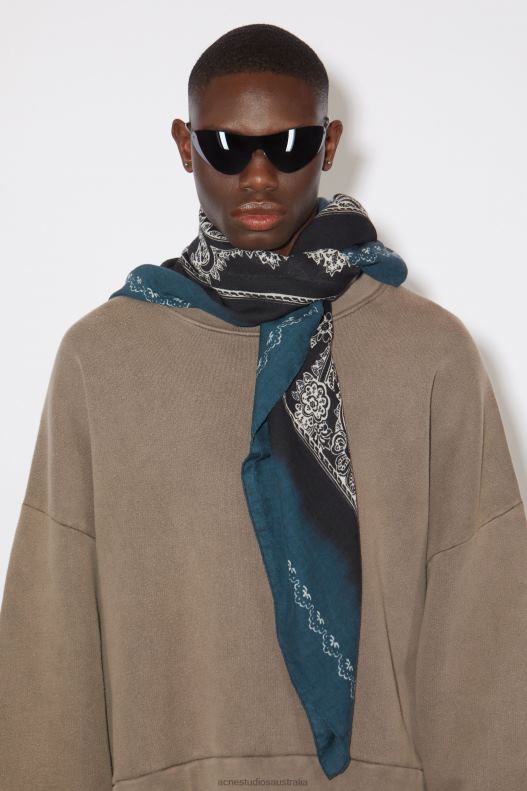 Printed scarf Denim Blue/Black Acne Studios R66LJ562 Accessories