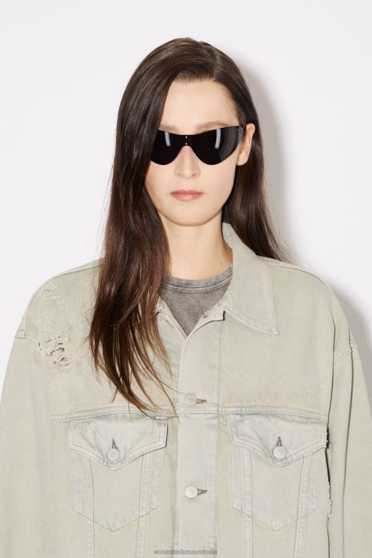 Relaxed fit denim jacket Grey/Beige Acne Studios R66LJ59 Apparel