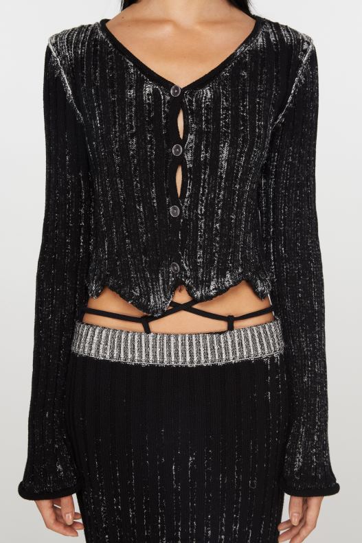 Ribbed printed cardigan Black/White Acne Studios R66LJ67 Apparel