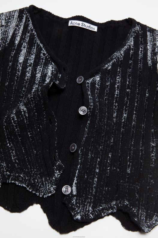 Ribbed printed cardigan Black/White Acne Studios R66LJ67 Apparel