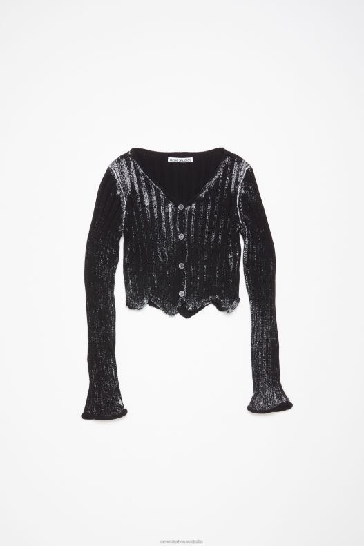 Ribbed printed cardigan Black/White Acne Studios R66LJ67 Apparel