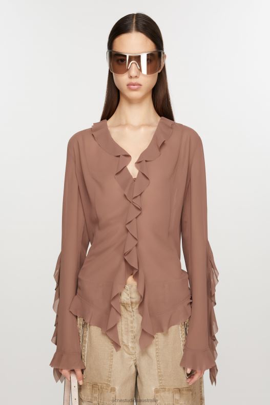 Ruffle blouse Toffee Brown Acne Studios R66LJ167 Apparel