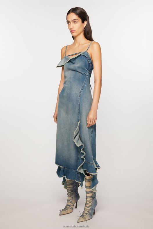 Ruffle strap denim dress Mid Blue Acne Studios R66LJ252 Apparel