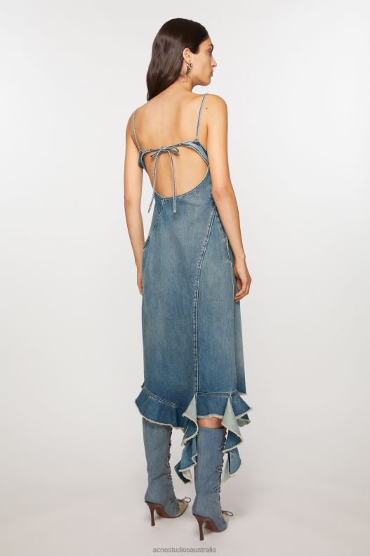 Ruffle strap denim dress Mid Blue Acne Studios R66LJ252 Apparel