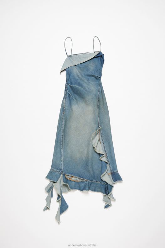 Ruffle strap denim dress Mid Blue Acne Studios R66LJ252 Apparel