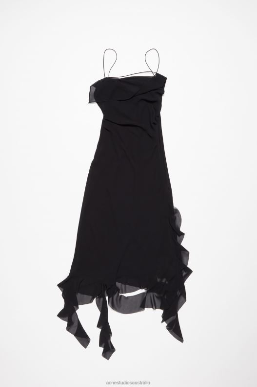 Ruffle strap dress Black Acne Studios R66LJ258 Apparel