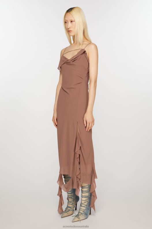 Ruffle strap dress Toffee Brown Acne Studios R66LJ260 Apparel