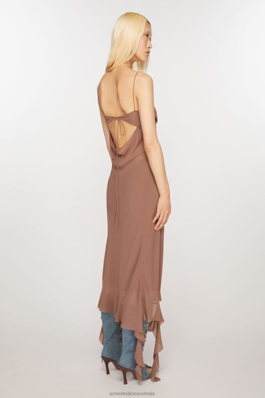 Ruffle strap dress Toffee Brown Acne Studios R66LJ260 Apparel