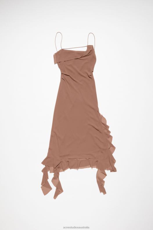 Ruffle strap dress Toffee Brown Acne Studios R66LJ260 Apparel