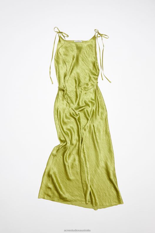 Satin bias cut dress Light Olive Acne Studios R66LJ285 Apparel