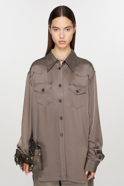 Satin button-up shirt Cedar Green Acne Studios R66LJ168 Apparel