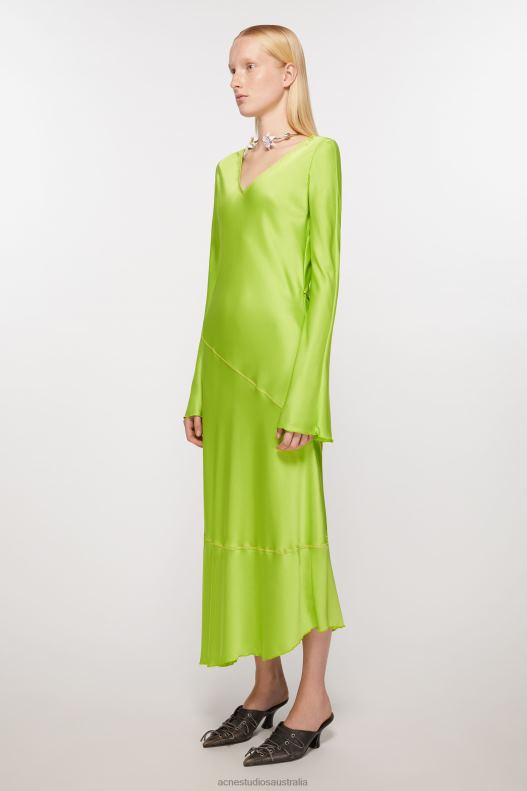 Satin long dress Bright Green Acne Studios R66LJ259 Apparel