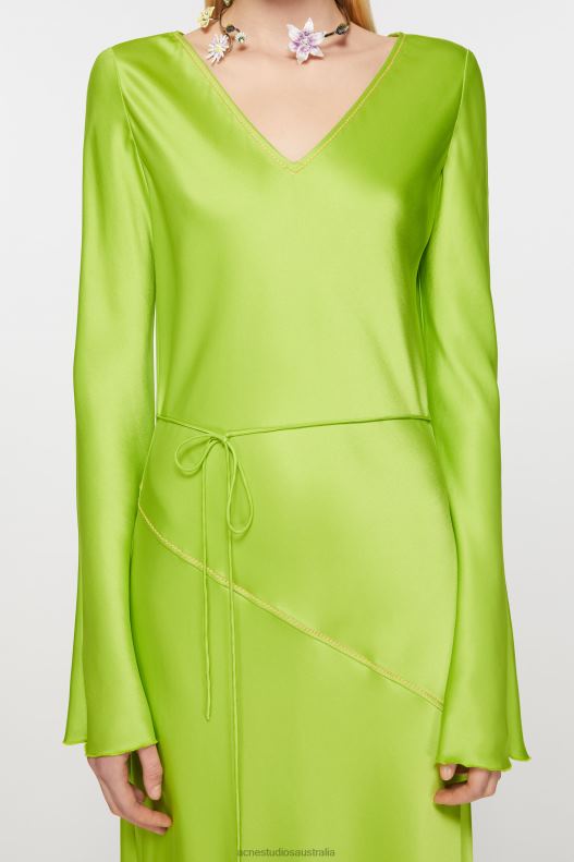 Satin long dress Bright Green Acne Studios R66LJ259 Apparel