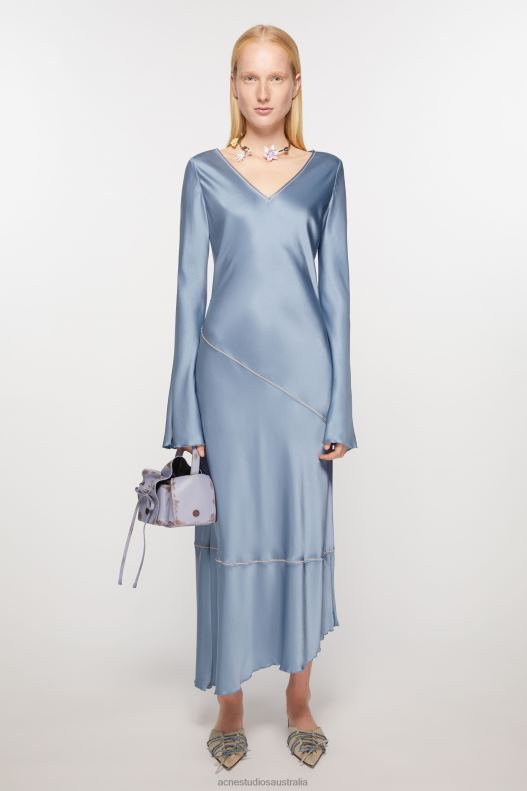 Satin long dress Dusty Blue Acne Studios R66LJ251 Apparel