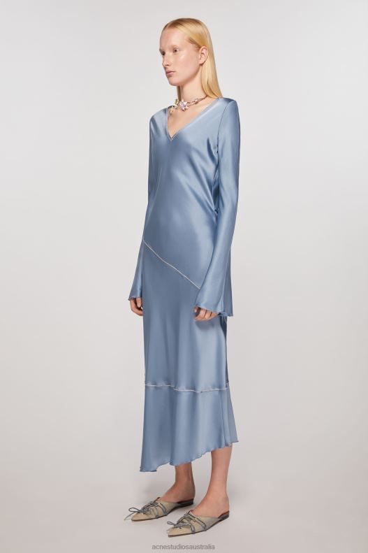 Satin long dress Dusty Blue Acne Studios R66LJ251 Apparel