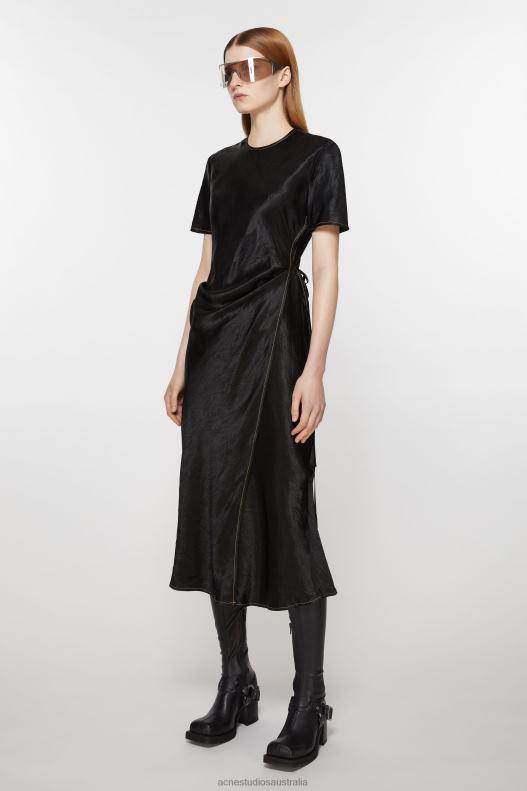 Satin wrap dress Black Acne Studios R66LJ264 Apparel