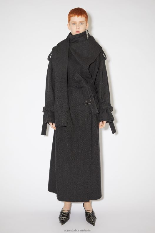 Scarf collar trench coat Runway Show Grey/Black Acne Studios R66LJ29 Apparel