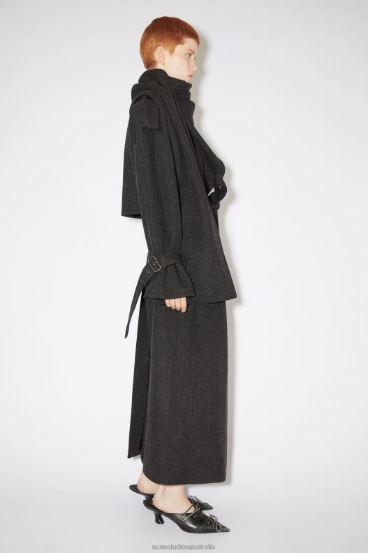 Scarf collar trench coat Runway Show Grey/Black Acne Studios R66LJ29 Apparel