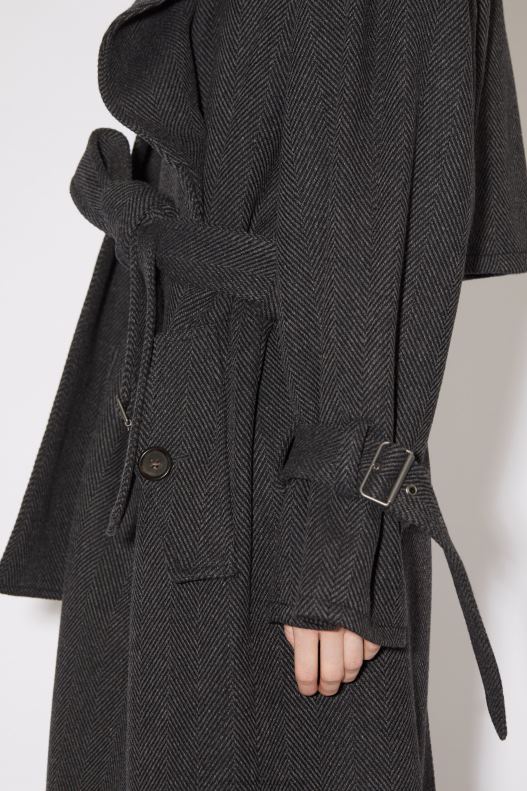 Scarf collar trench coat Runway Show Grey/Black Acne Studios R66LJ29 Apparel