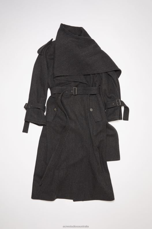 Scarf collar trench coat Runway Show Grey/Black Acne Studios R66LJ29 Apparel