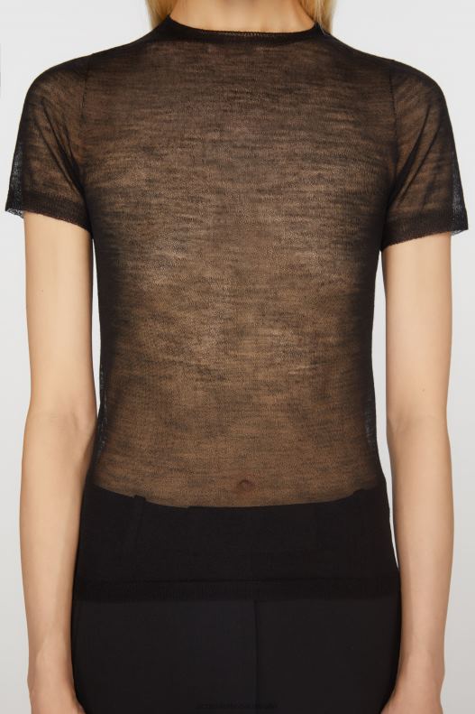 Sheer knit t-shirt Black Acne Studios R66LJ73 Apparel