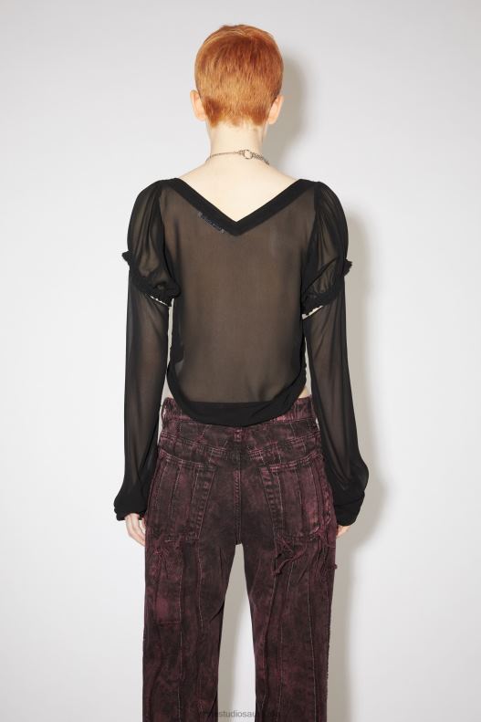 Silk slit top Runway Show Black Acne Studios R66LJ184 Apparel