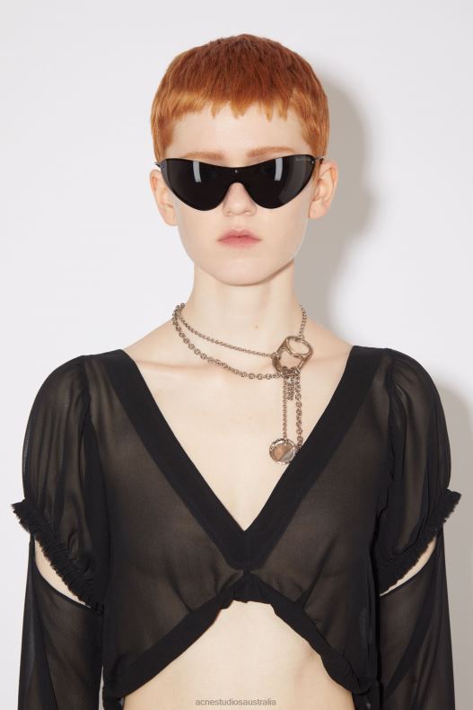 Silk slit top Runway Show Black Acne Studios R66LJ184 Apparel