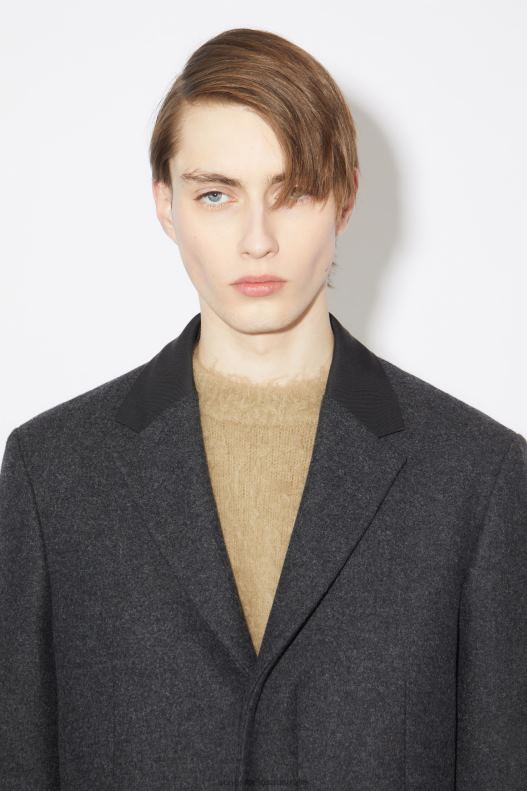 Single-breasted wool blend coat Dark Grey Melange Acne Studios R66LJ907 Apparel