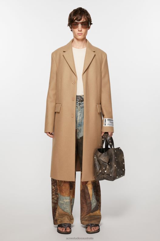 Single-breasted wool coat Camel Beige Acne Studios R66LJ886 Apparel