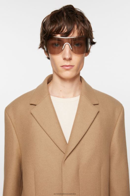 Single-breasted wool coat Camel Beige Acne Studios R66LJ886 Apparel