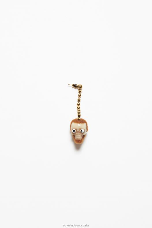 Skull pendant earring Antique Gold/Brown Acne Studios R66LJ696 Accessories