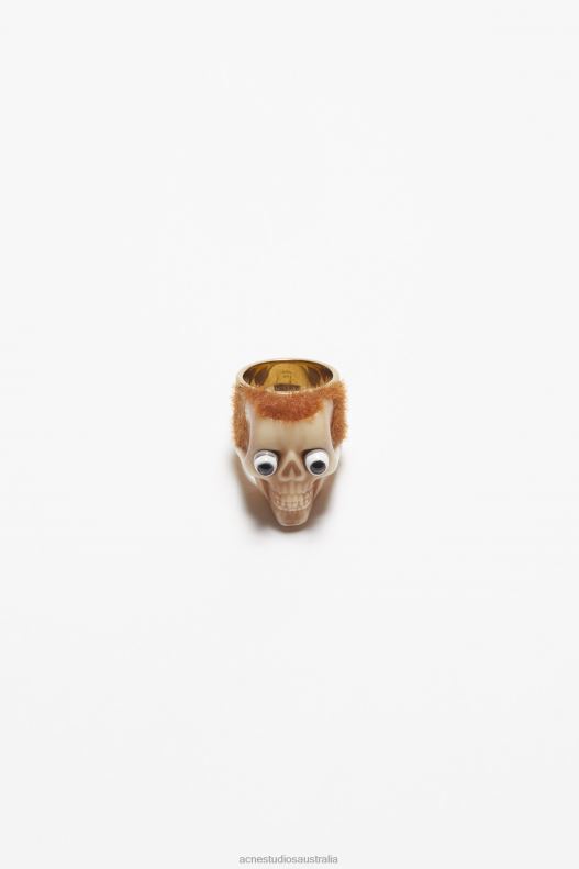 Skull ring Antique Gold/Brown Acne Studios R66LJ697 Accessories