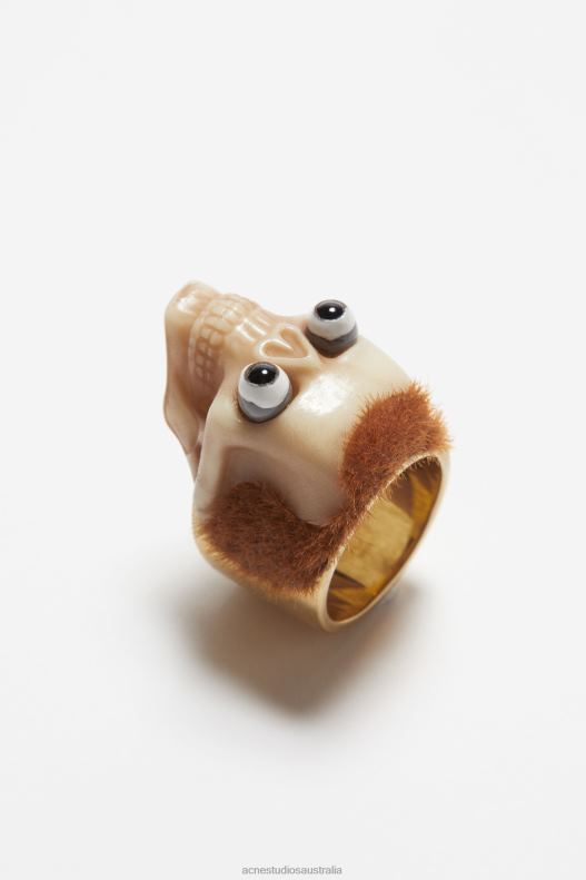 Skull ring Antique Gold/Brown Acne Studios R66LJ697 Accessories