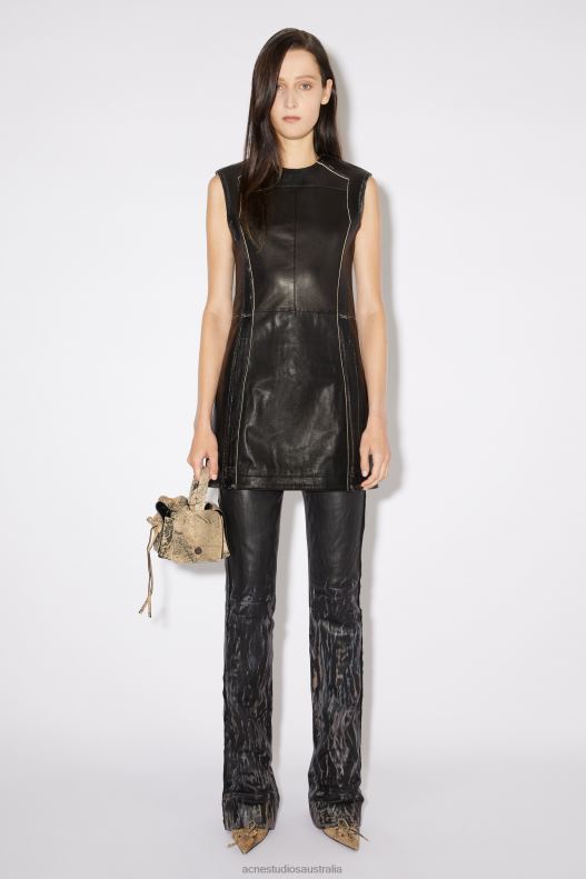 Sleeveless leather dress Runway Show Black Acne Studios R66LJ276 Apparel