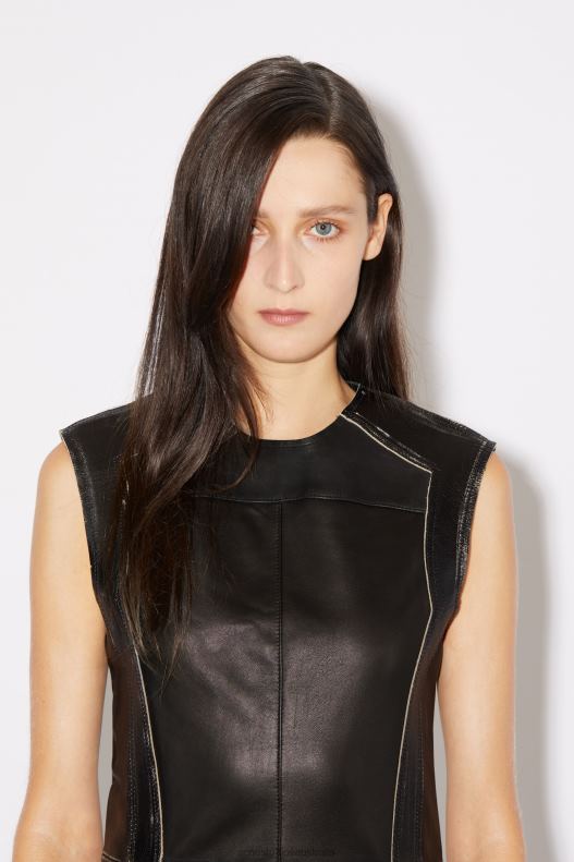 Sleeveless leather dress Runway Show Black Acne Studios R66LJ276 Apparel