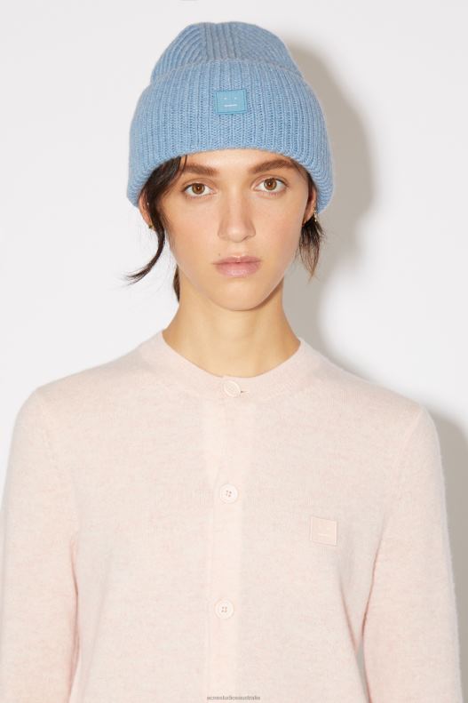 Small face logo beanie Steel Blue Melange Acne Studios R66LJ643 Accessories