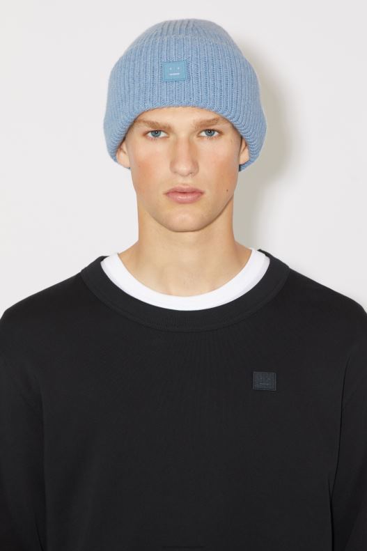 Small face logo beanie Steel Blue Melange Acne Studios R66LJ643 Accessories