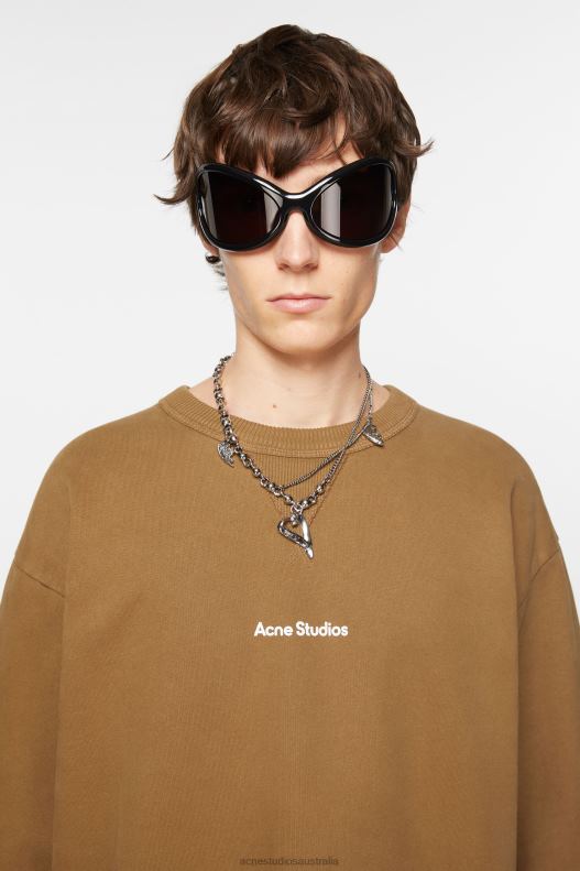 Stamp logo sweater Mud Beige Acne Studios R66LJ961 Apparel